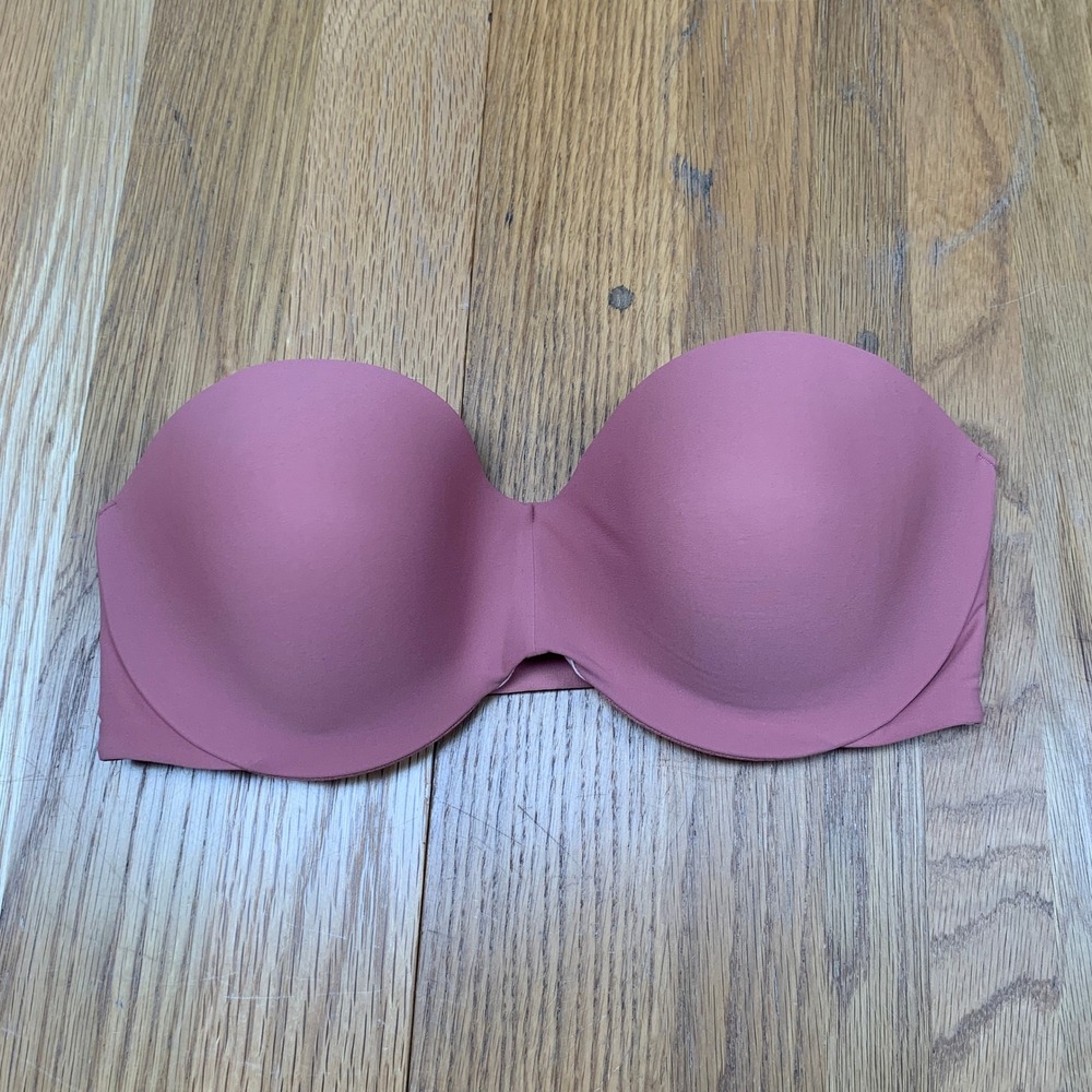 Soma Bodify Strapless Bra 34D Dusty Rose Mauve Seamless Underwire Support 0125